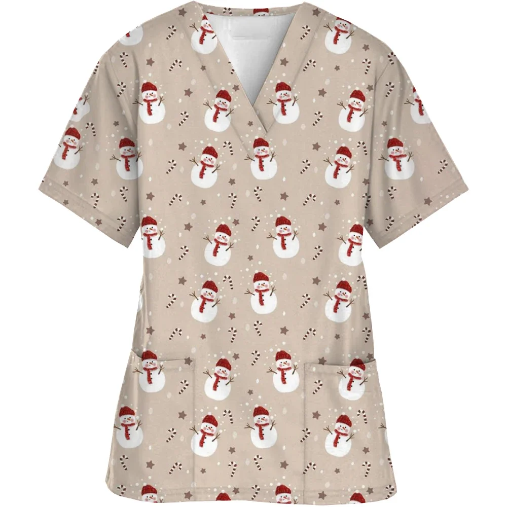 2024 женская рубашка с v-образным вырезом скрабы принтом принцессы топы униформа