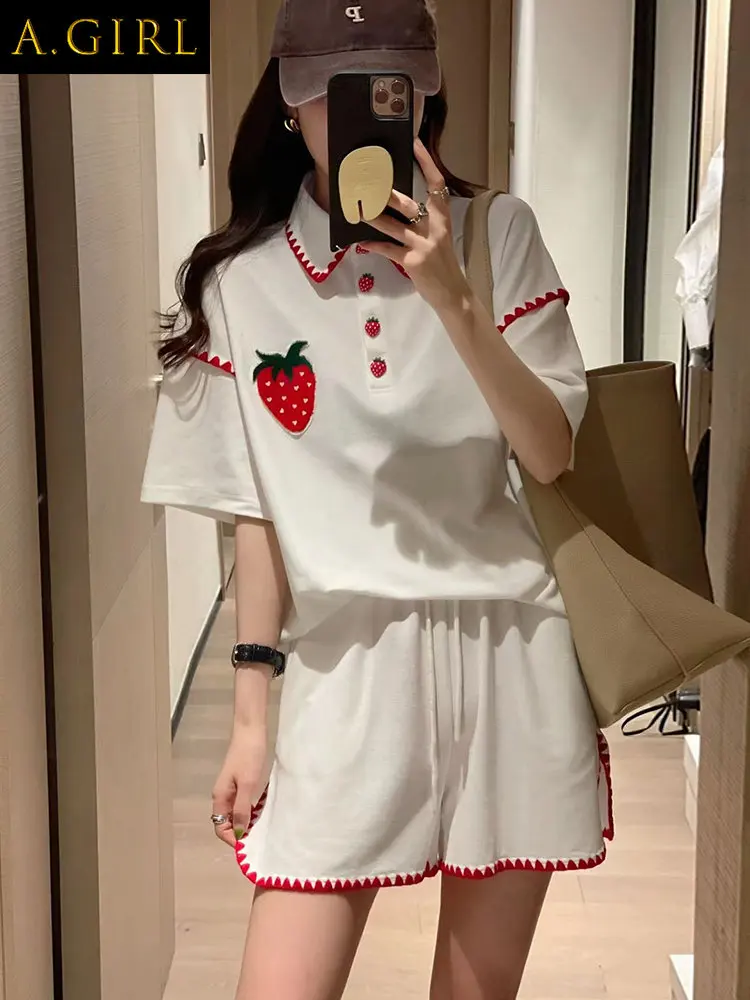 

Two Piece Set For WomenCasual 2 Pieces Sets Women Outfits Conjuntos De Mujer 2 Piezas 2023 Summer Lapel Embroidered Top+Sports S