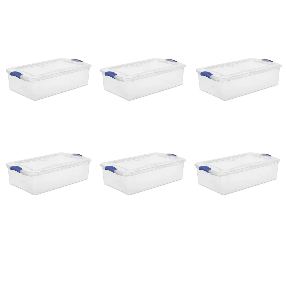 

Sterilite 32 Qt. Latch Box Plastic, Stadium Blue, Set of 6