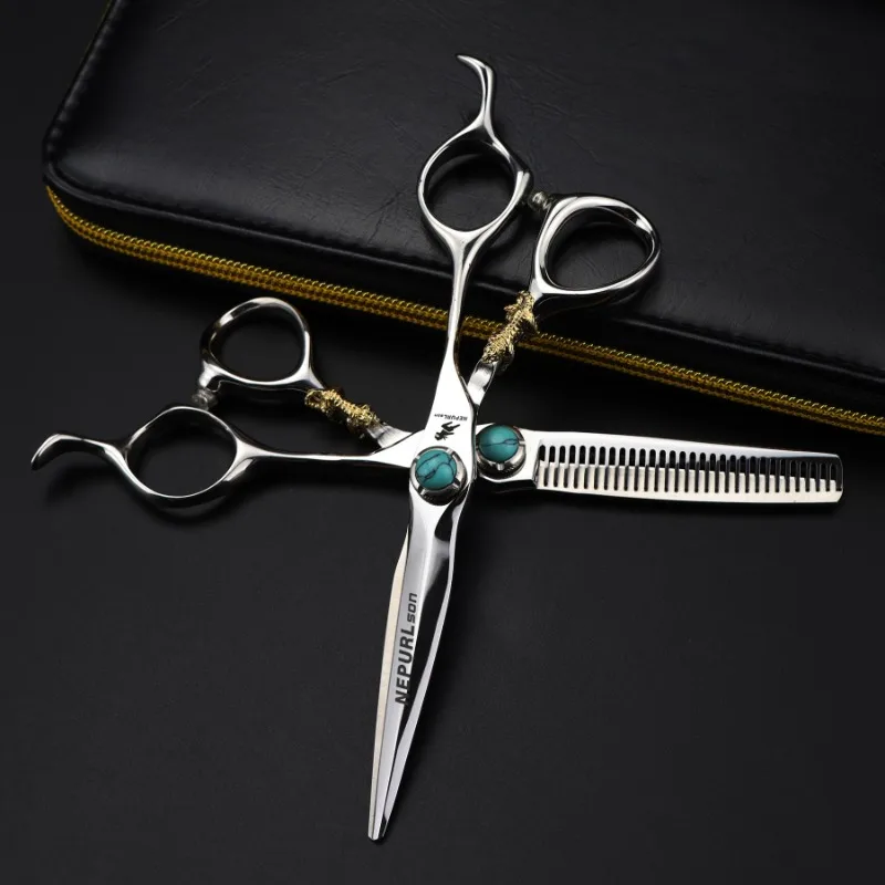 

professional Damascus 6 '' hair scissors hair cutting scissor barber tools haircut thinning shears set hairdressing scissors