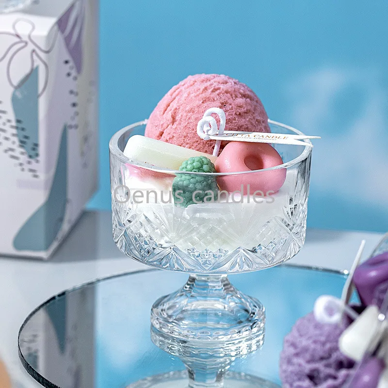 

Aromatic Scented Candles Icecream Food Decorative Candles In Jars Dessert Fragrant Candles Home Decoration for Coffee Shop