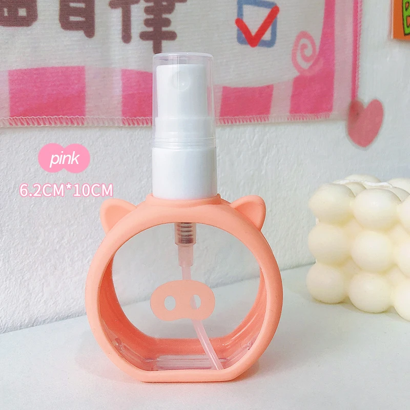 

55ml Refillable Bottles Travel Transparent Cartoon Cat Small Spray Bottle Isinfection Alcohol Dispensing Fine Spray Beauty Tool