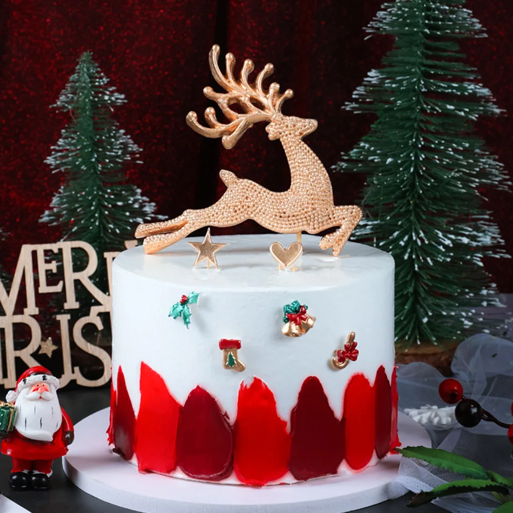 

3D Christmas Series Jumping Elk Silicone Mold DIY Running Deer Fondant Chocolate Cake Baking Tools Epoxy Plaster Soap Resin Mold