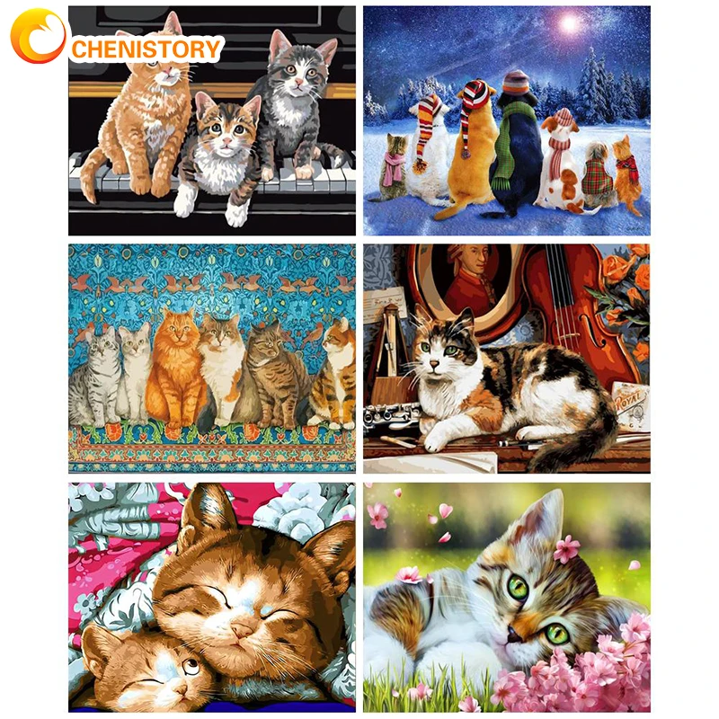 

CHENISTORY Cat DIY Painting By Numbers Kits For Adults Art Supplies Acrylic Modern Oil For Wall Art Picture Home Wall Art Decor