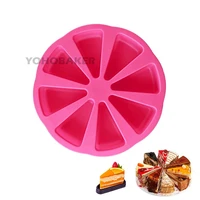 yohobaker 8 cavity individual cake slice mould silicone scone pan for baking cornbread pan triangle silicone mould soap mold
