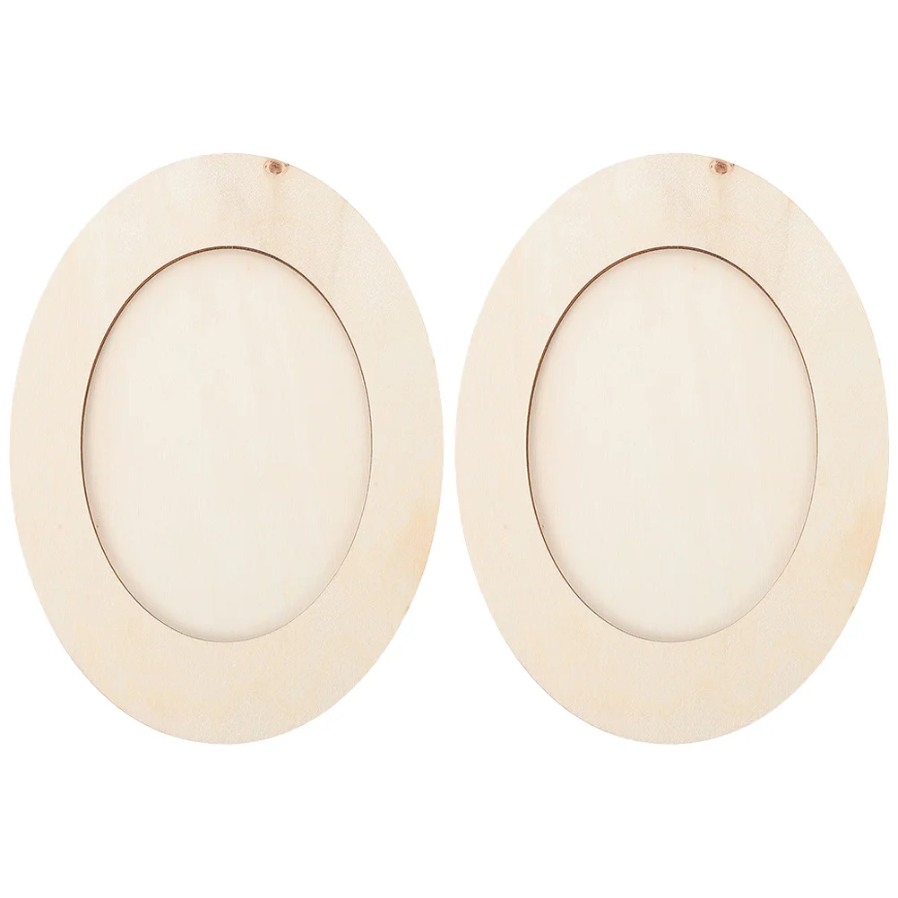 

2 Pcs Crafts Handmade Wood Frames Unfinished Wood Photo Wooden Decor Painting DIY Projects Delicate