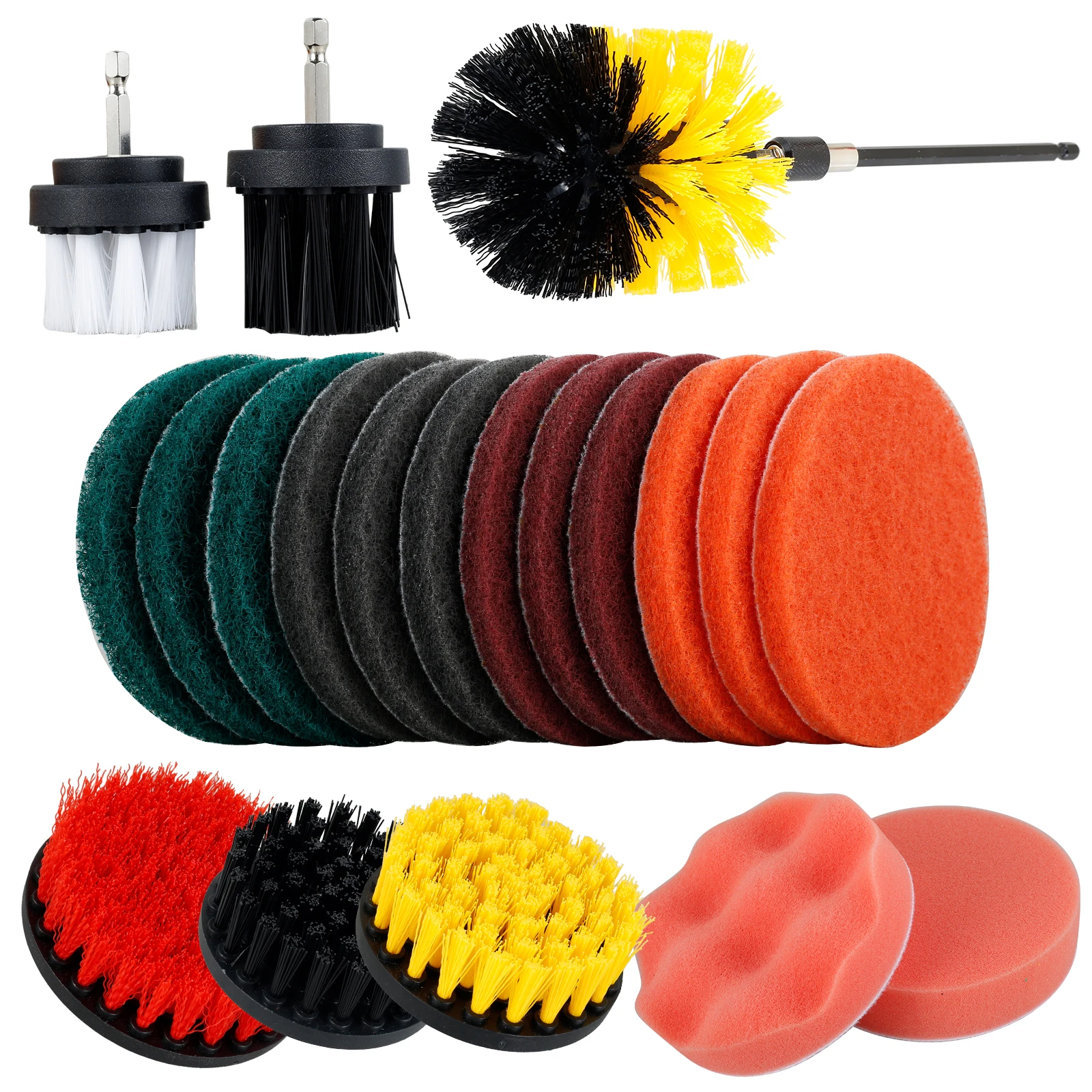

22Pcs Drill Brushes Power Scrubber Brush Scrubbing Sponge Brush Cleaning Kit Multipurpose Nylon Brushes Set Reusable Bathroom