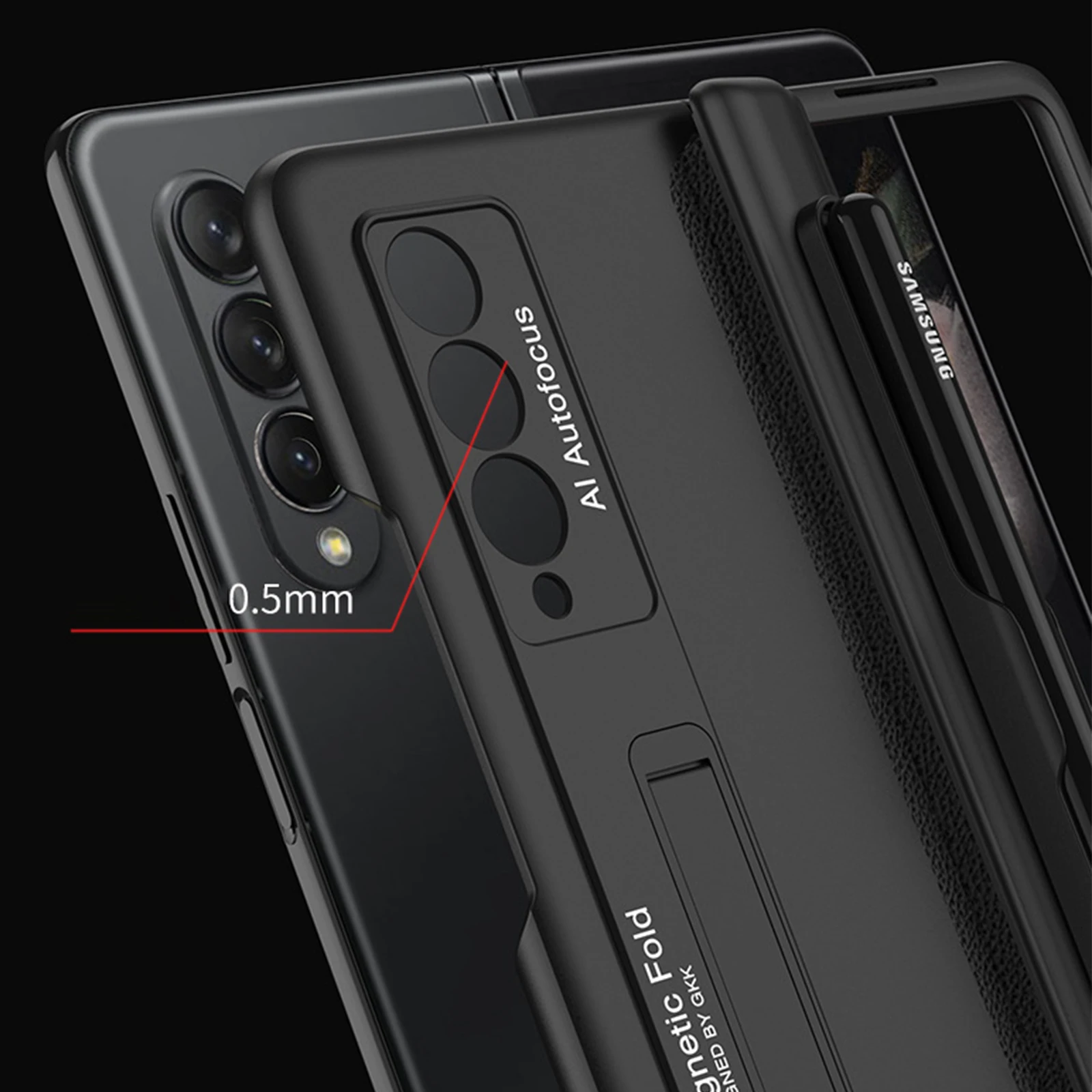 Case with S Pen Slot for Samsung Galaxy Z Fold 3 Cases Side Magnetic Kickstand shockproof Hinge Full Protection Z Fold 3 Case