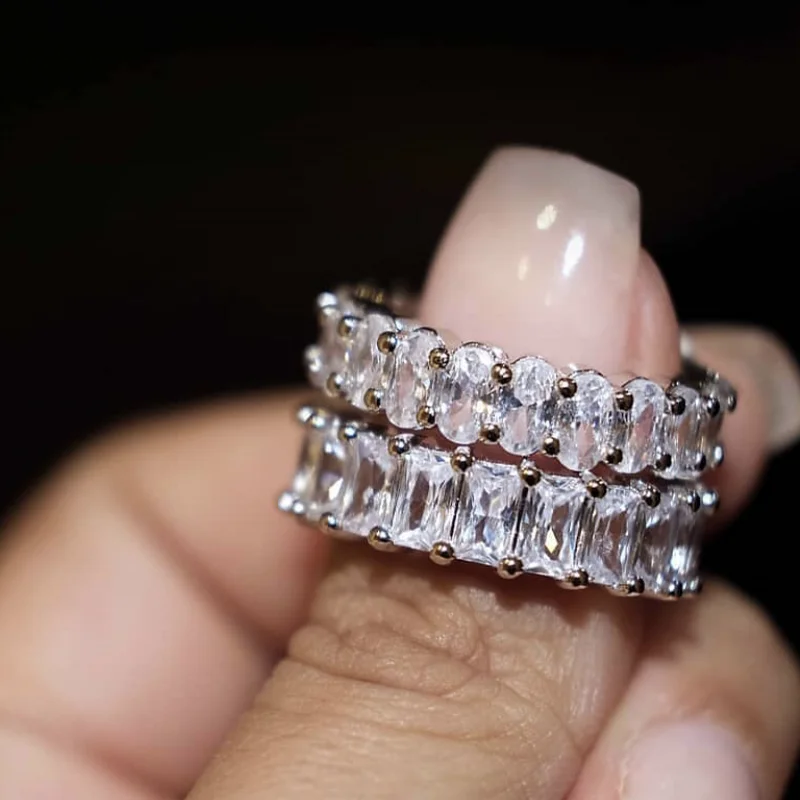 

Shine 925 Sterling SILVER PAVE Simulated Diamond Cocktail ENGAGEMENT WEDDING Band Rings Finger Women Men JEWELRY