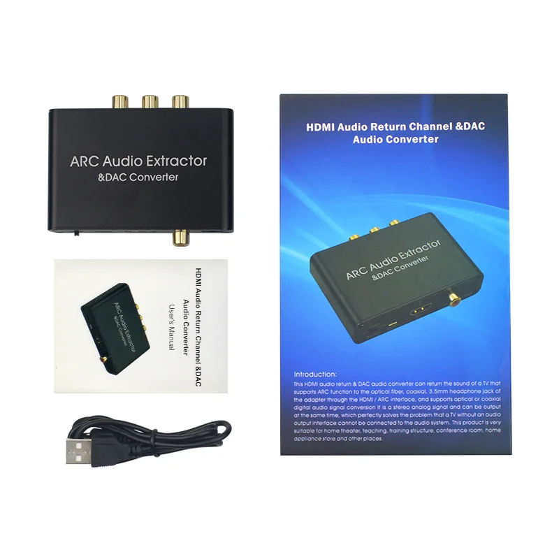 HDMI-compatible ARC Audio Extractor DAC Converter Adapter Fiber Coaxial SPDIF Coaxial RCA 3.5mm Headphone Jack Output Convertor enlarge