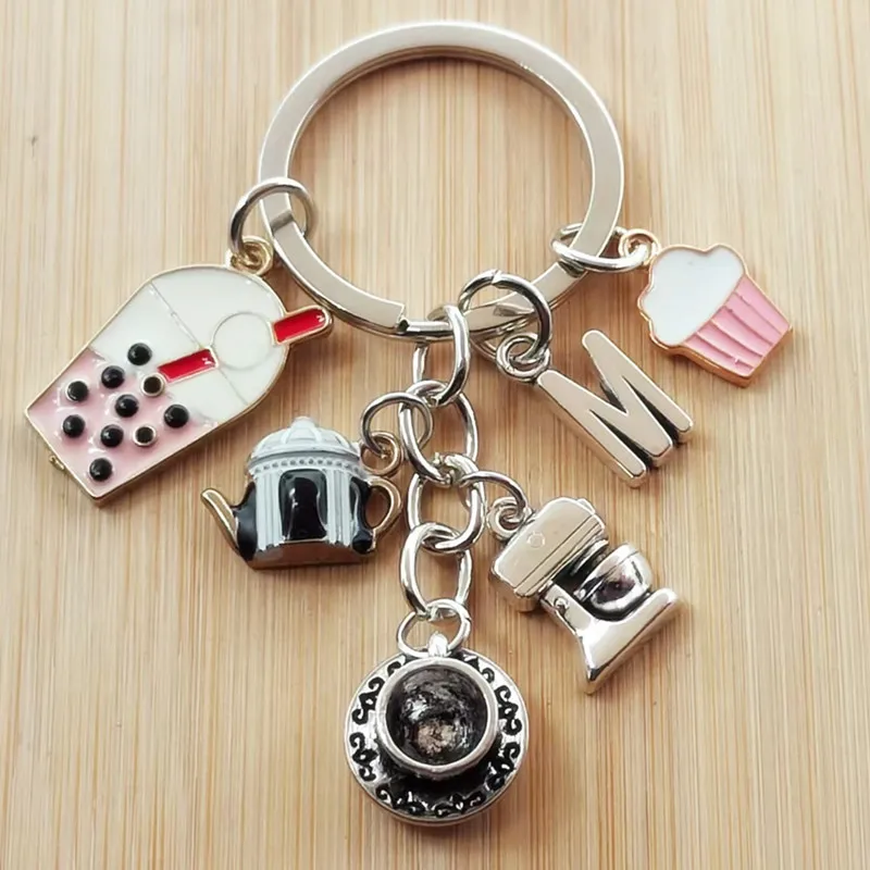 Новинка модный брелок для кофейных чашек с надписью A-Z кофейник торт молоко чай