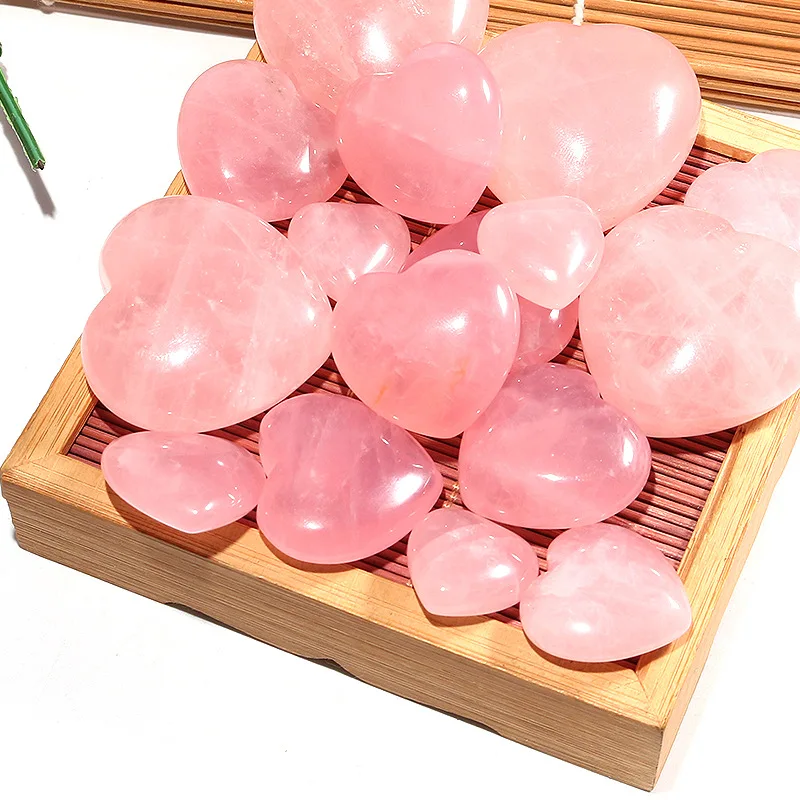 

1PCS Natural Rose Quartz Crystal Pink Quartz Heart Shaped Crystal DIY Making Necklace Pendant Jewelry Gift Home Decoration