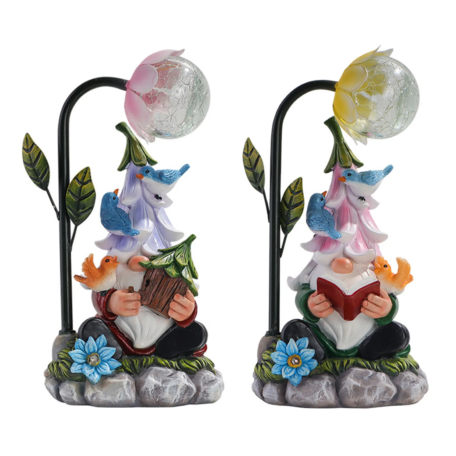 

Outdoor Garden Gnome Statue Resin Gnome Figurine with Solar Led Lights for Outdoor Patio Balcony Yard Lawn
