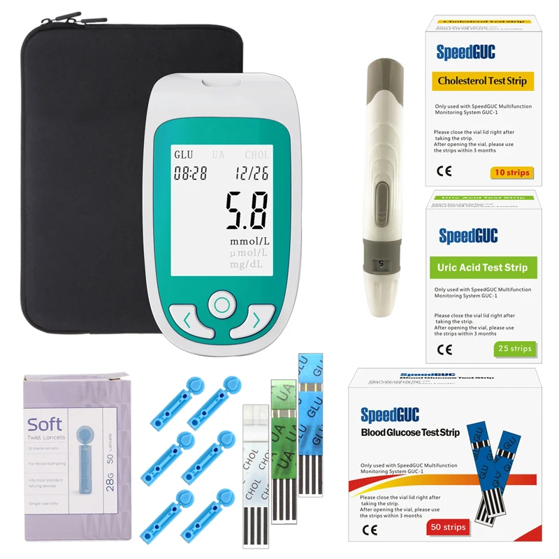 

Meawsom 3 in 1 Multi-function Blood glucose monitor Cholesterol Uric acid meter glucometer Diabetes Gout sugar Test Strips**