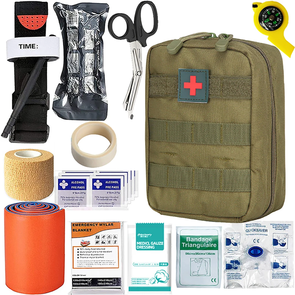 

HOW Survival First Aid Kit Molle Outdoor Gear Emergency Kits Trauma Bag For Camping Hunting Disaster Adventures Survival Kit