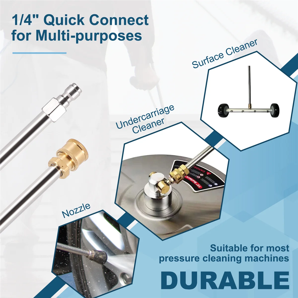 Удлинитель для мойки высокого давления 17 дюймов нержавеющая сталь 1/4 дюйма