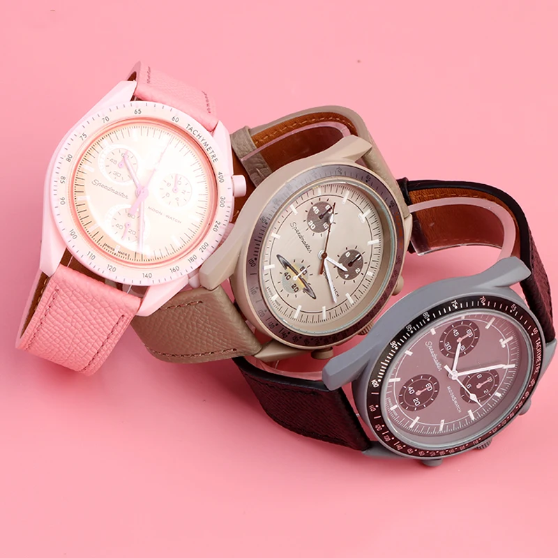 20mm Genuine Leather Watchband for Omega X Swatch Co Branded Joint MoonSwatch Watch Band Moon Landing Planetary Strap Bracelet