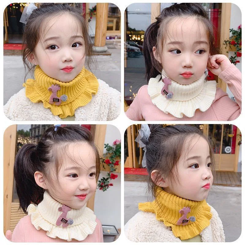 

Warm Turtleneck False Knitted Collars Cartoon Knitted Fake Collar Scarf for Kids Detachable Scarf Winter Windproof Neck Cover