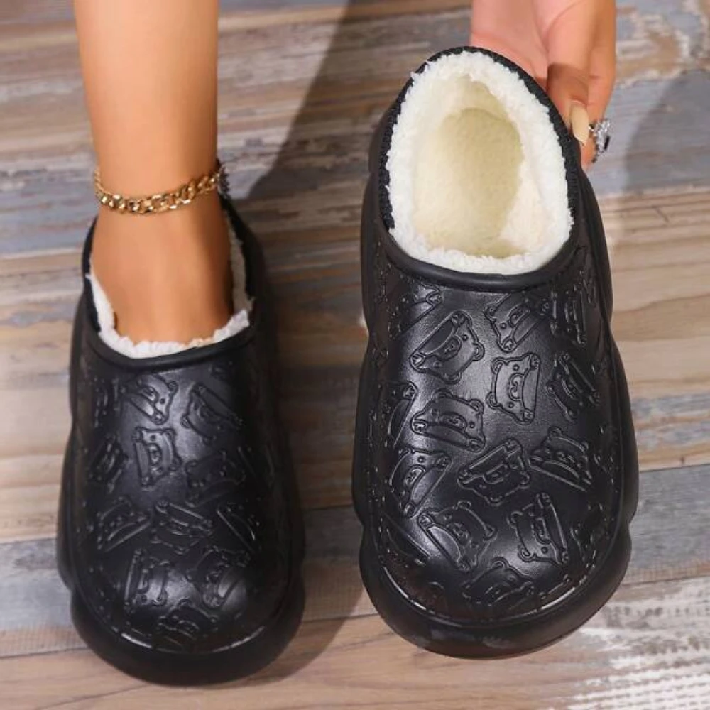 

Women Slippers Home Warm Plush Shoes Waterproof Eva Upper Platform Full Wrap Cotton Shoes Couple Warm Indoor Snow Boots Shoes