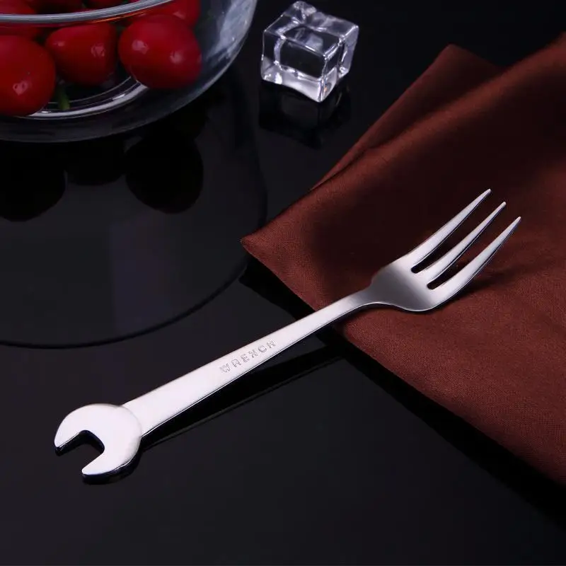 

Picnic Camping Long Forks Shape Coffee Cutlery Set Wrench Fork Stainless Steel Wrench Spoon Cooking Accessories Dinnerware
