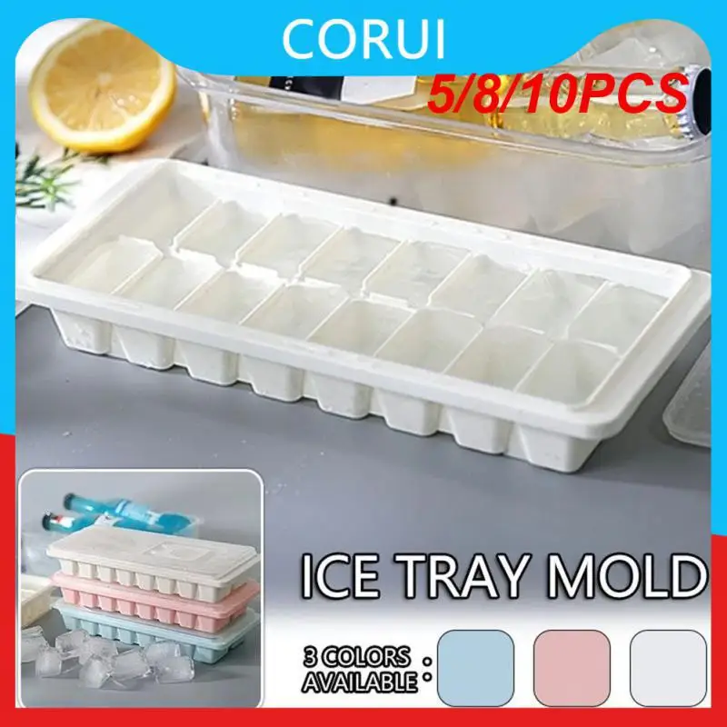 

5/8/10PCS Silicone Mold With Lid Soft Bottom 16-grid Tray Durable Diy Drinks Maker Tray Kitchen Tool Ice Mould
