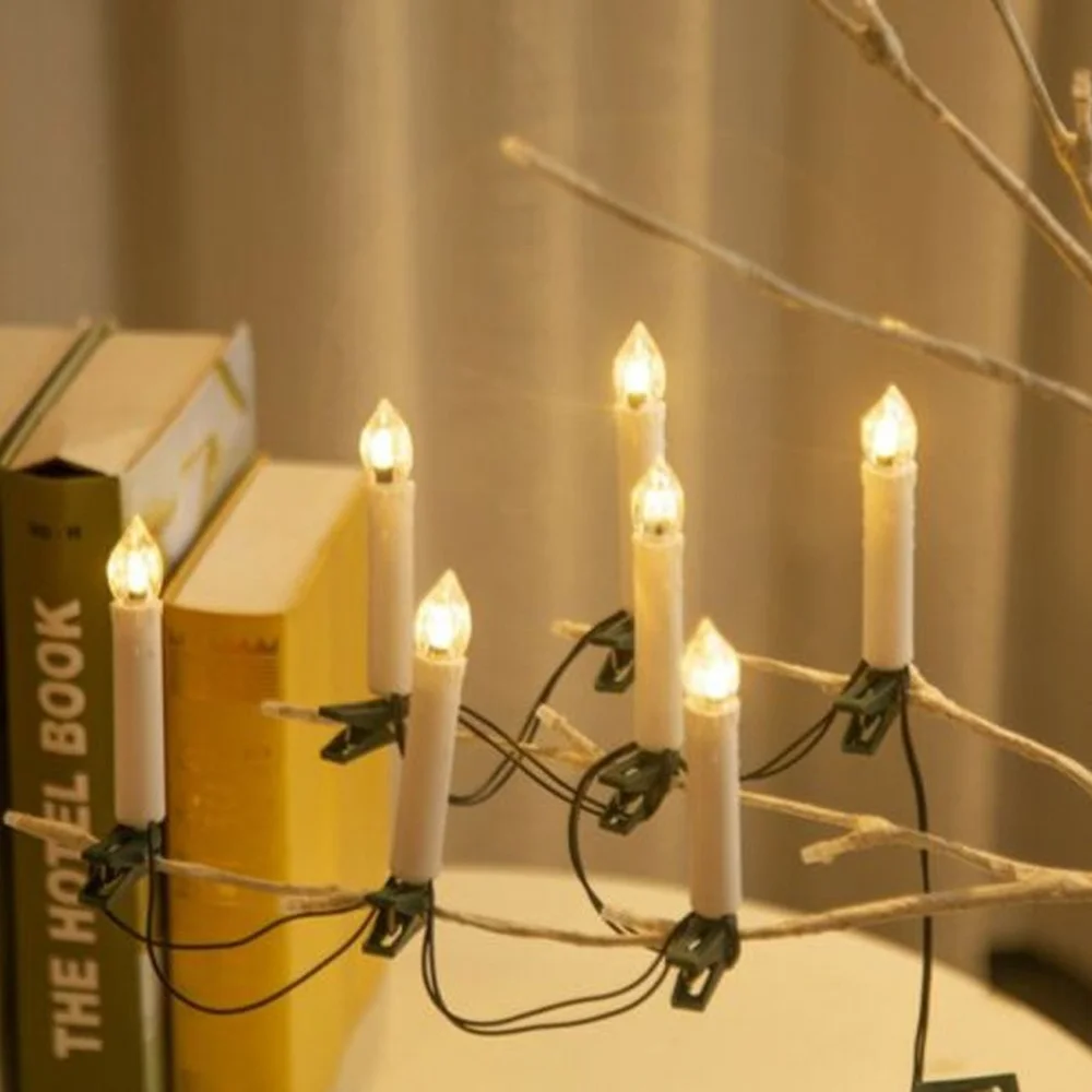 СВЕТОДИОДНАЯ Гирлянда в виде свечи 20 светодиодный т. теплый белый свет на клипсе