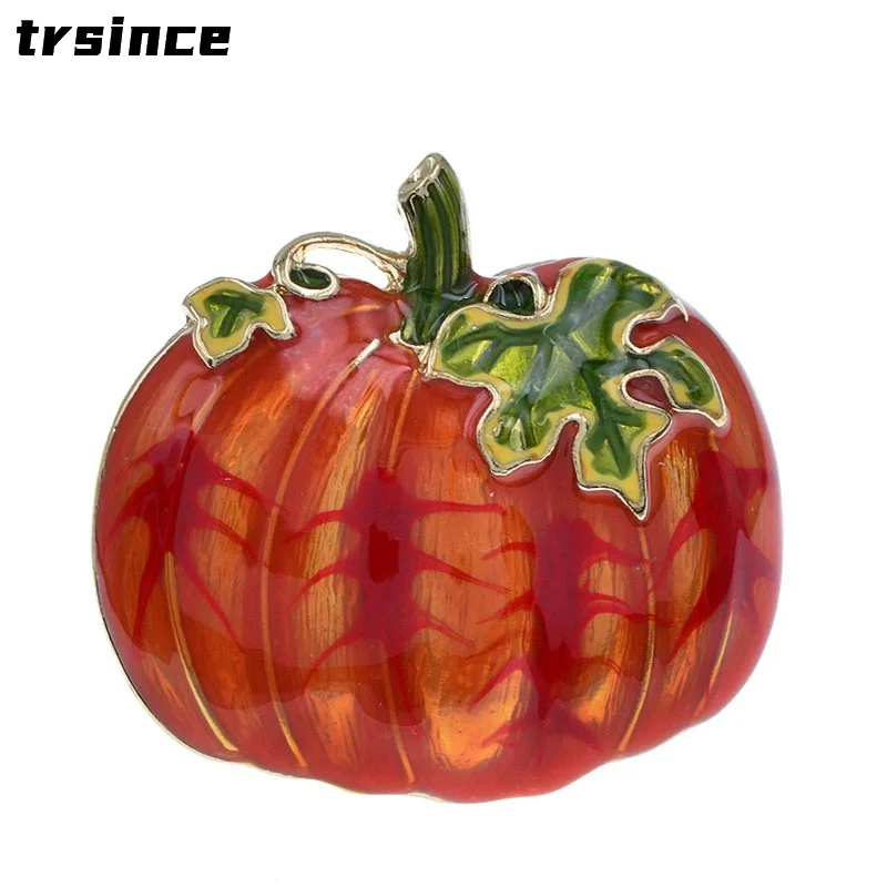 

New Arrival Halloween Pumpkin Brooches for Women Kids Gold Color Metal Enamel Plant Brooch Pins Costume Funny Jewelry Gift
