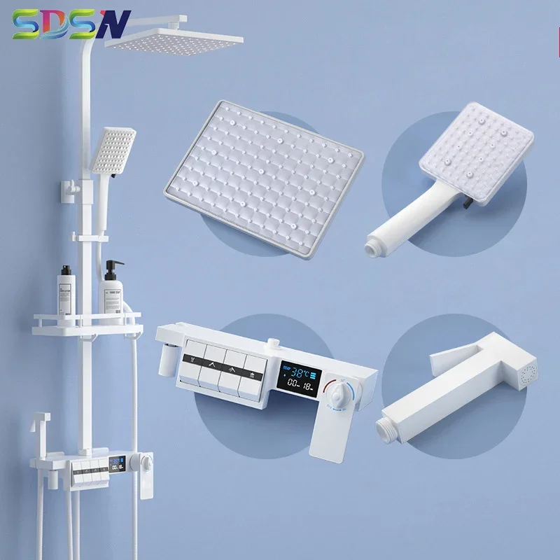 Белый термостатический душевой набор для ванной комнаты новый продукт латунный