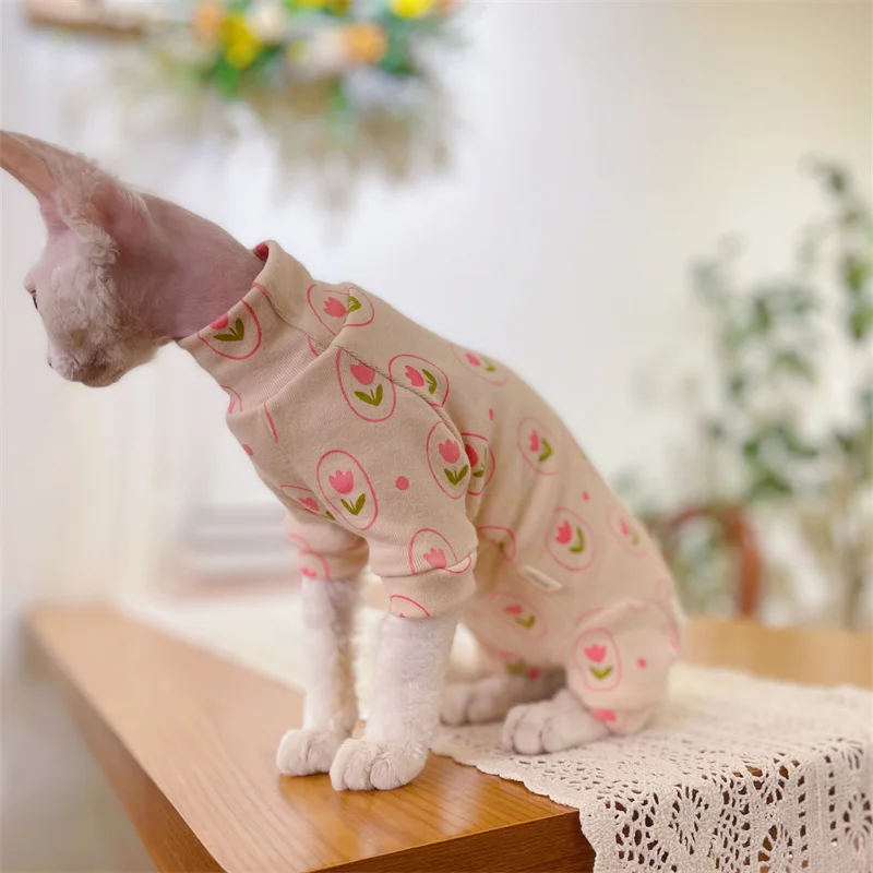 Кошачья одежда Sphynx зимнее пальто с 4 ногами для котят розовая хлопковая теплая