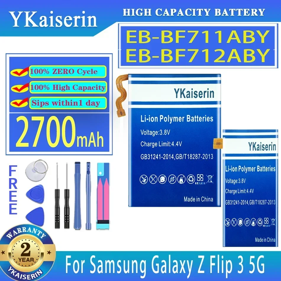 Аккумулятор YKaiserin EB-BF711ABY EB-BF712ABY 1300 мАч/2700 мАч для Samsung Galaxy Z Flip3 flip 3 5G F7110 SM-F711B
