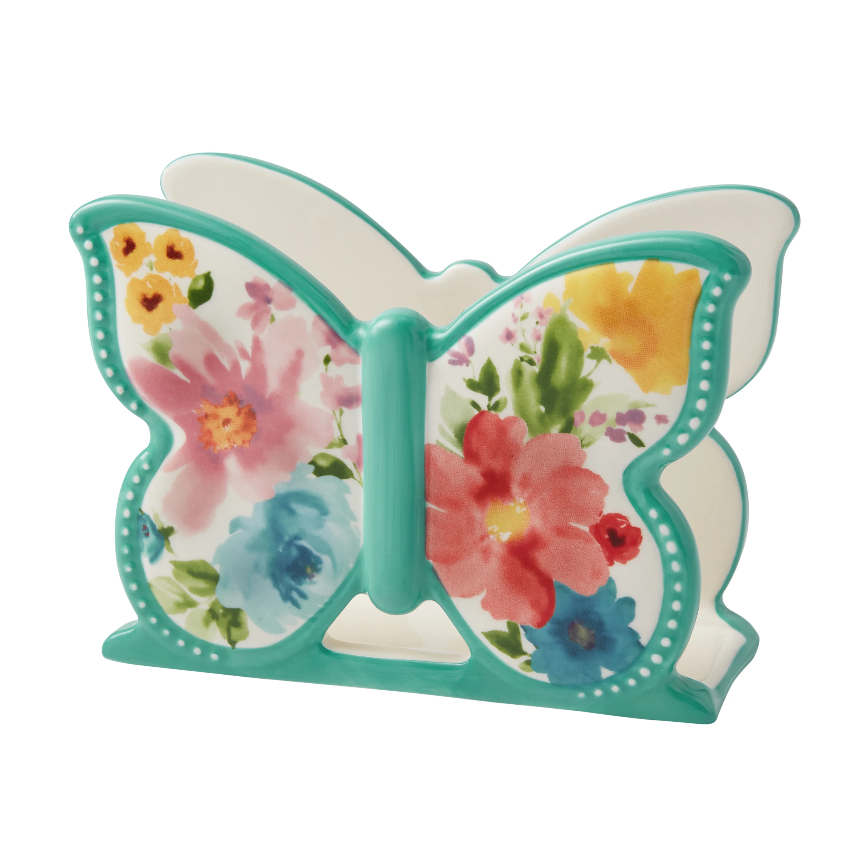 European-Style Ceramic Painted Butterfly Shape Tissue Holder Shelf Chopping Board Rack