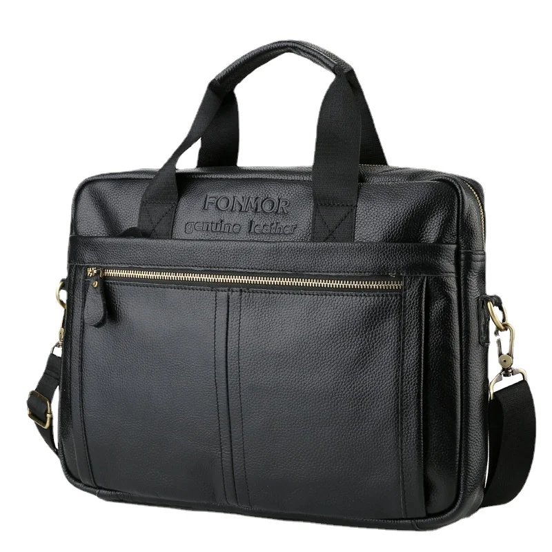 Men's Bag Genuine Leather Men's Briefcase for 15 Inch Laptop A4 Document Business Laptop Bag Crossbody Shoulder Bag Work Package