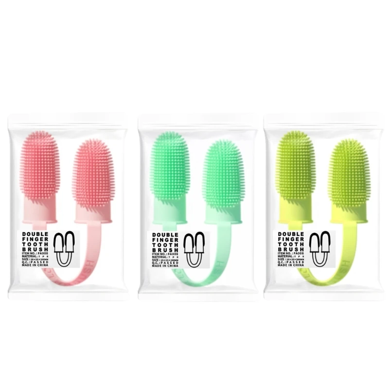 

Dog Toothbrush Silicone Finger Brush Soft Bristles 2-Finger Design for Teeth M76D