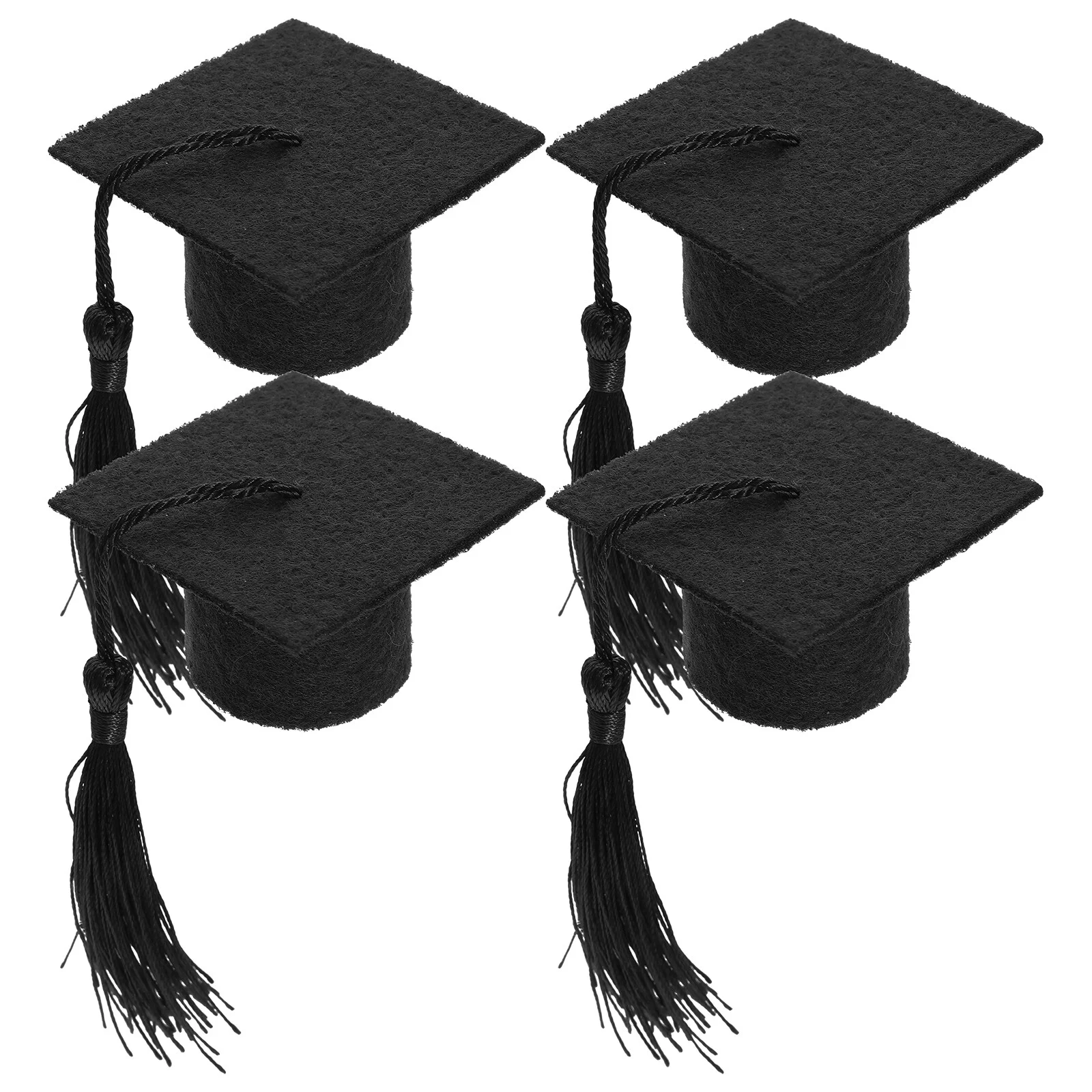 

4 Pcs Graduation Season Mini Cap Ornament Tiny Bottle Hats Dinner Table Decor Glass Stopper