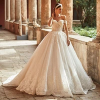 luxurious vestidos de novia ball gown wedding one shoulder princess robes de mariage lace up backless luxurious bridal welcome d