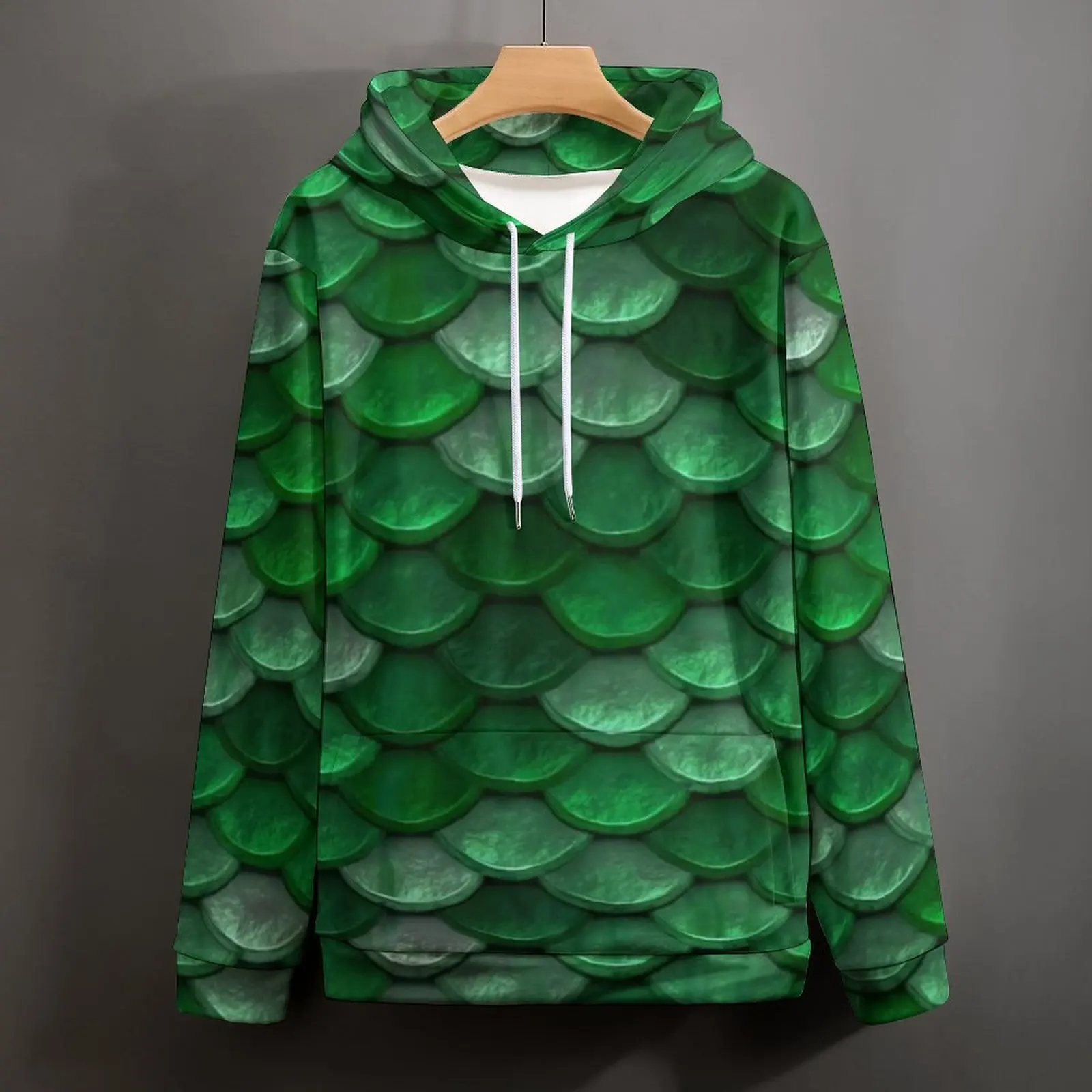 Красочные металлические повседневные толстовки с принтом зеленые весы кавайная