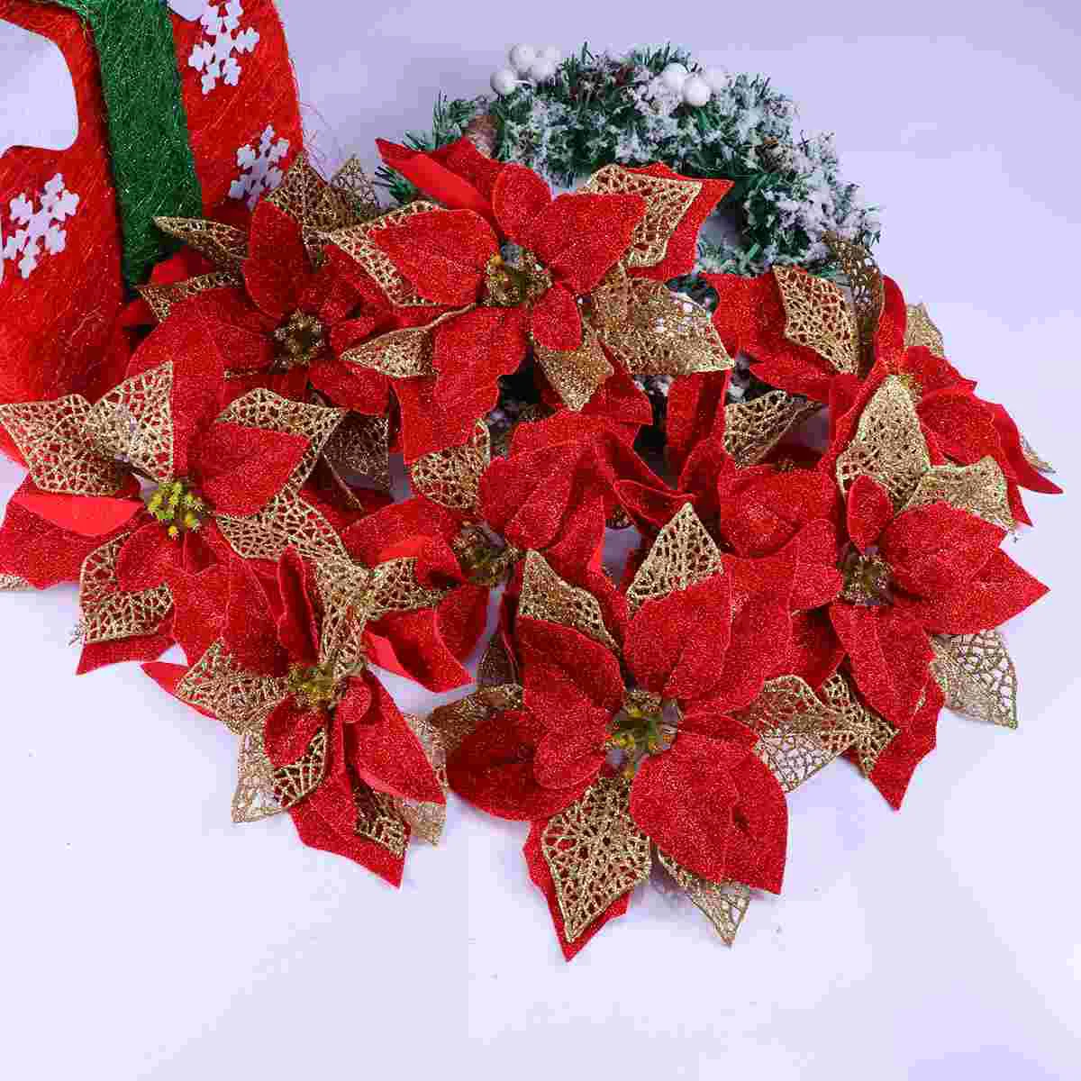 

20pcs Christmas Pendants Hanging Artificial Flower Red Xmas Tree Ornaments Charm Home decor