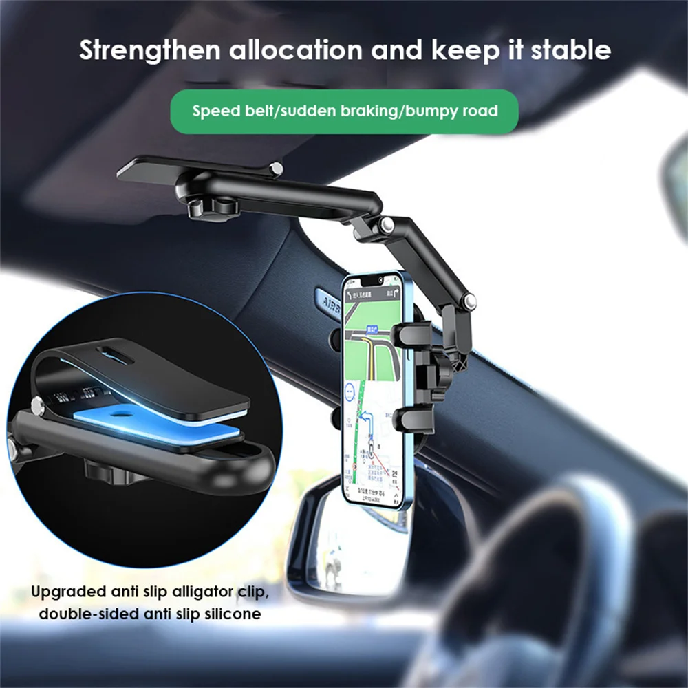 

1080 Degree Rotation Rear View Mirror Buckle Holder Adjustable Suitable For 4.0-7.0 Inches Mobile Phone Car Support