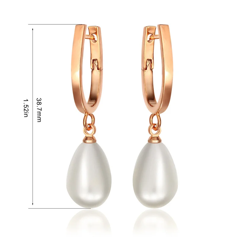 Gold Color U Circle Hoop Teardrop White Faux Pearl Drop Dangle Earrings For Women Pendientes Aros Korean Party Jewelry Bijoux | Украшения и