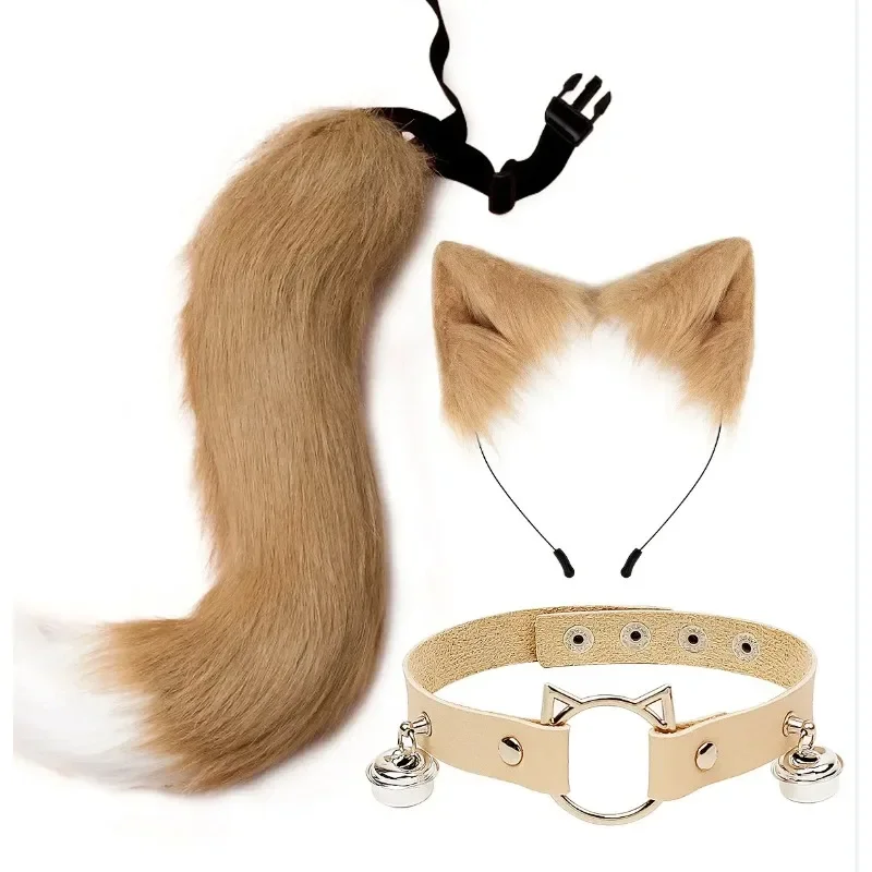 Головной Убор С Кошачьими Ушками И Лисьим Хвостом Пышные Уши Животных Аксессуар