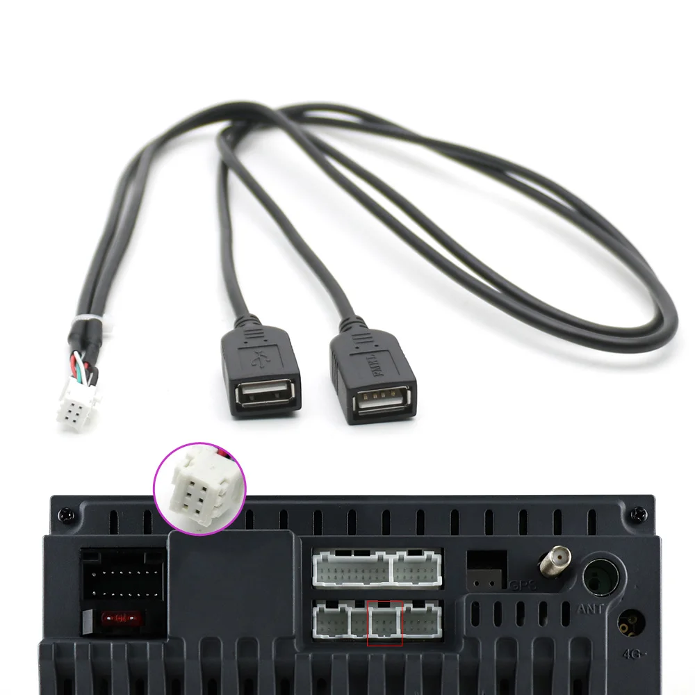 

Автомобильный Android-радиоприемник, 6, 8, 10 контактов, USB-разъем, двойной USB-кабель, адаптер для головного устройства Android, радио-навигация, мультимедиа