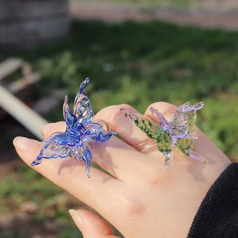 Уникальные разноцветные стеклянные кольца в виде бабочек