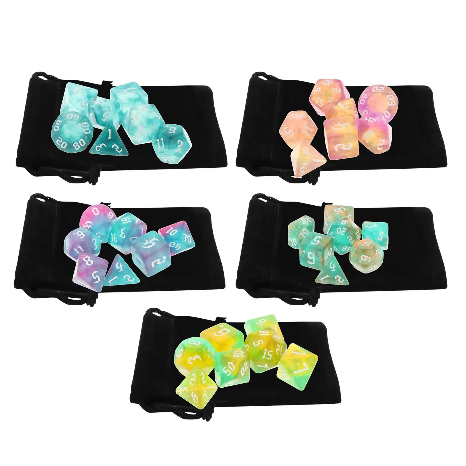 

Acrylic Polyhedral Dices Set D8 D10 D12 D20 Bar Toys with Pouch for DND Role Playing RPG Board Game Math Teaching