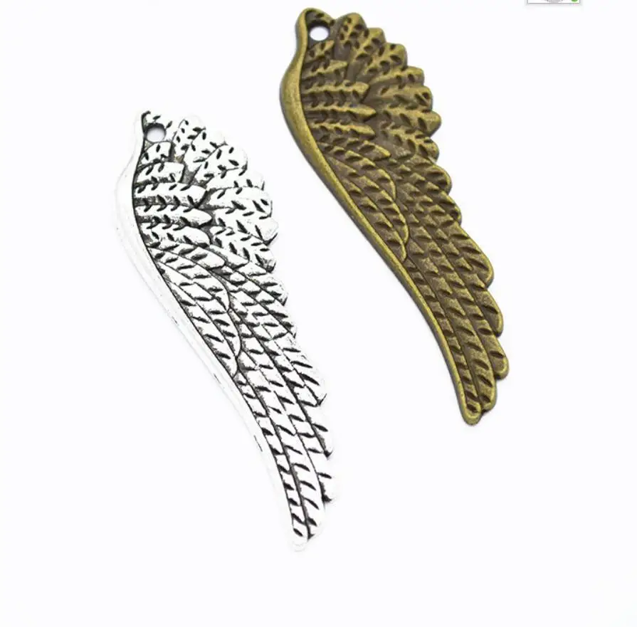 

20pcs Charms Angel Wings 48*15mm Handmade Craft Pendant Making fit,Vintage Tibetan Bronze Silver color,DIY For Bracelet F0820