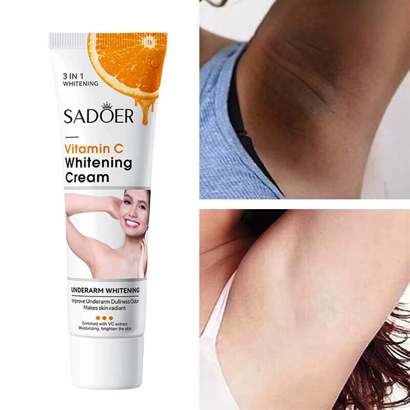 VitaminC Whitening Cream For Dark Skin Fade Pigment Lighten Crotch Armpit Cream Moisturizer Smooth Korean Body Care Product 50g
