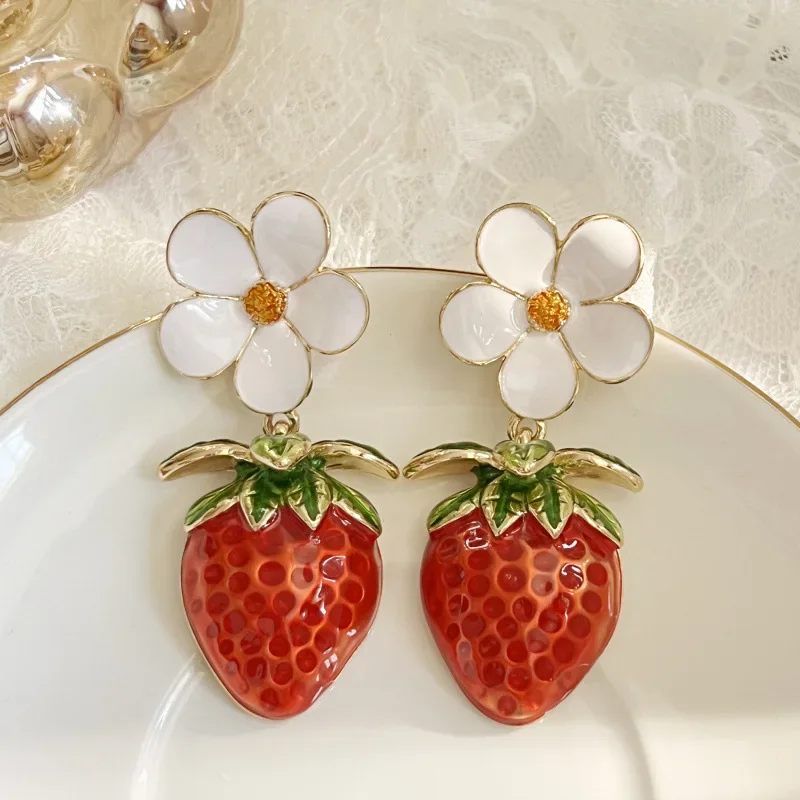 NISHIZAWA милые серьги с клубникой для женщин цветы капельная глазурь элегантные