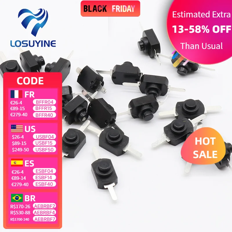 

20 шт., черные мини-переключатели LOSUYINE 1208YD