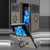 luxury phone case with stand holder for vivo x fold real carbon fiber ultra thin foldable screen protective cover for vivo xfold