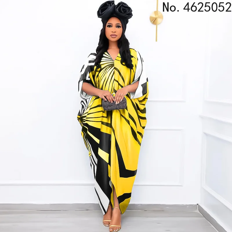 

African Print Dresses for Women 2023 Novelty Boubou Plus Size Africa Clothing Elegant Abayas Kaftan Muslim Fashion Maxi Dress