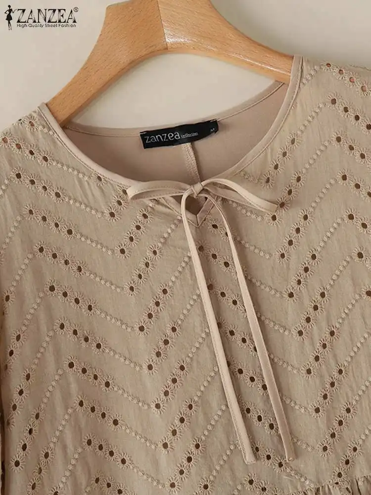 Кружевные топы ZANZEA в стиле пэчворк с рукавами 3/4 модные элегантные женские блузы